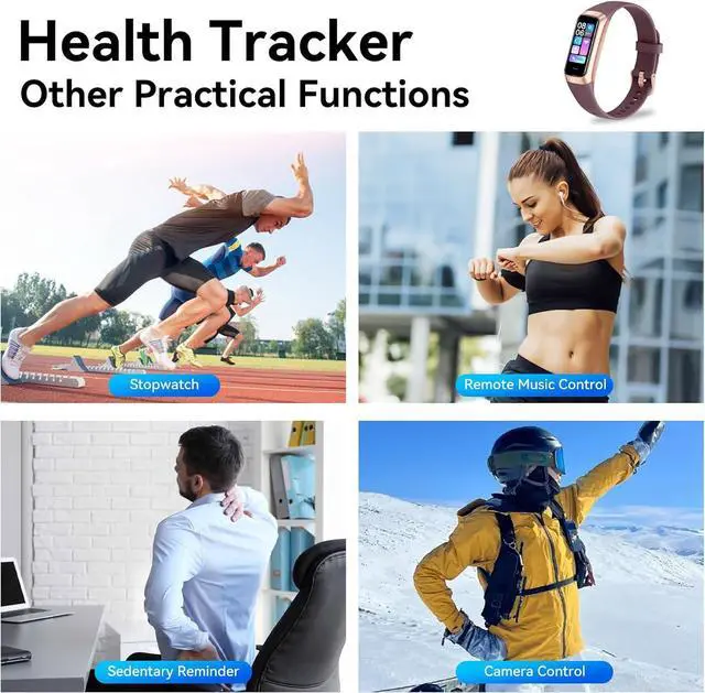 Alt view image 7 of 7 - Fitness Tracker with 24/7 Heart Rate, Blood Oxygen Blood Pressure Sleep Monitor, Activity Trackers 5 ATM Waterproof,Step Calorie Counter Pedometer Health Smart Watch for Women Men