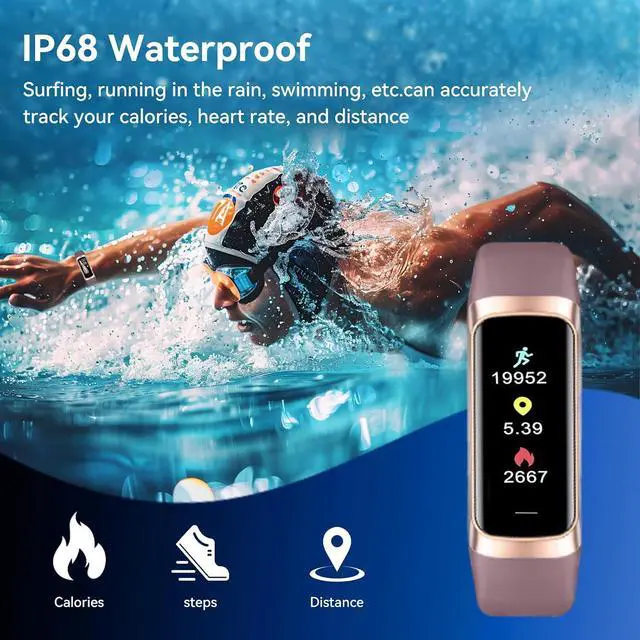 Alt view image 6 of 7 - Fitness Tracker with 24/7 Heart Rate, Blood Oxygen Blood Pressure Sleep Monitor, Activity Trackers 5 ATM Waterproof,Step Calorie Counter Pedometer Health Smart Watch for Women Men