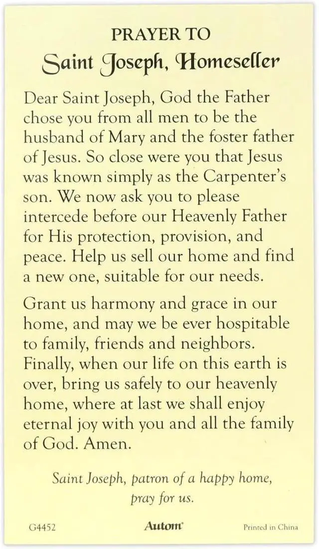 Alt view image 2 of 4 - Saint Joseph Statue Home Seller Kit, Religious Figurine and Prayer Card,