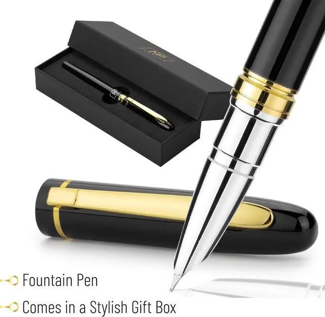 Alt view image 2 of 4 - - Luxury Fountain Pen, Fine Nib, Black Fountain Pens for Writing | Luxury Pen,