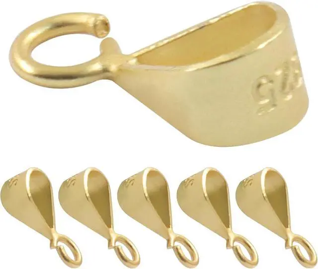Alt view image 2 of 4 - 6Pcs 925 Sterling Silver Slider Pendant Clasp, Gold | Open Loop, Jewelry Bails
