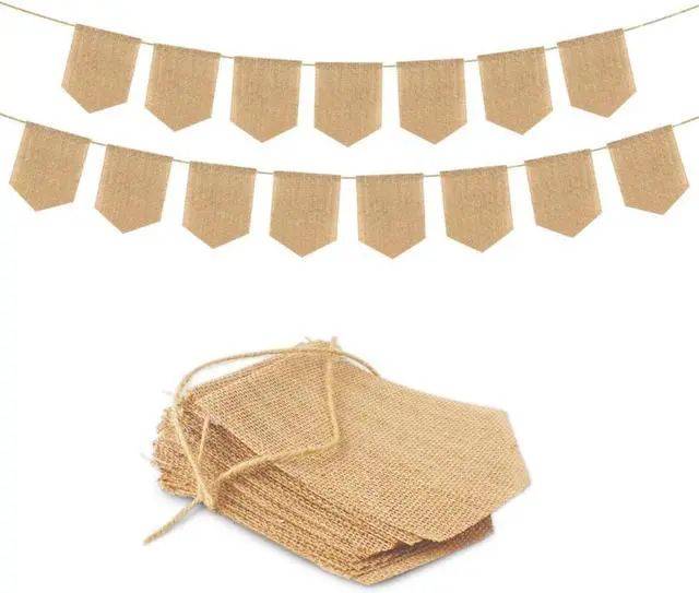 Main image of 15pcs Hand-Painted DIY Burlap Banners - for Kid Adults Party Decor
