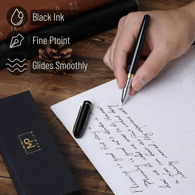 Alt view image 4 of 4 - - Luxury Fountain Pen, Fine Nib, Black Fountain Pens for Writing | Luxury Pen,