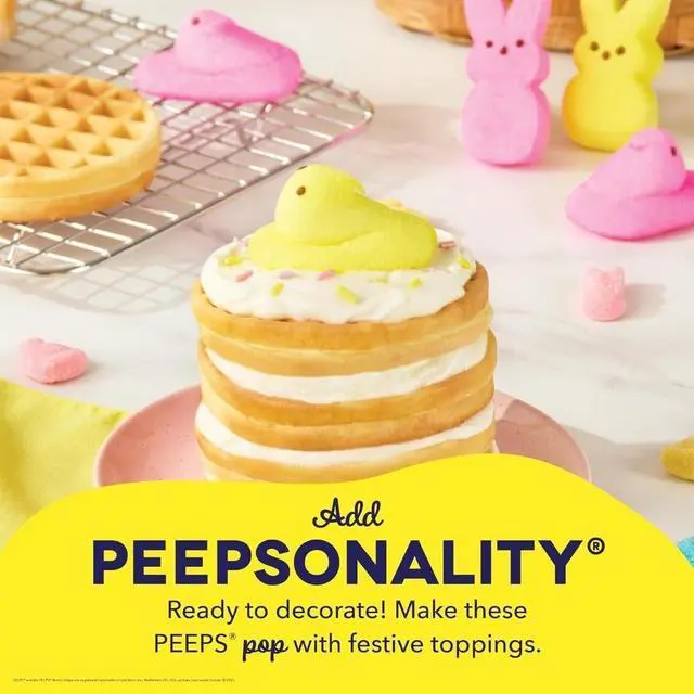 Alt view image 3 of 4 - & PEEPS Chick Mini Waffle Maker, Nonstick Cooking Surface, Yellow | Easter