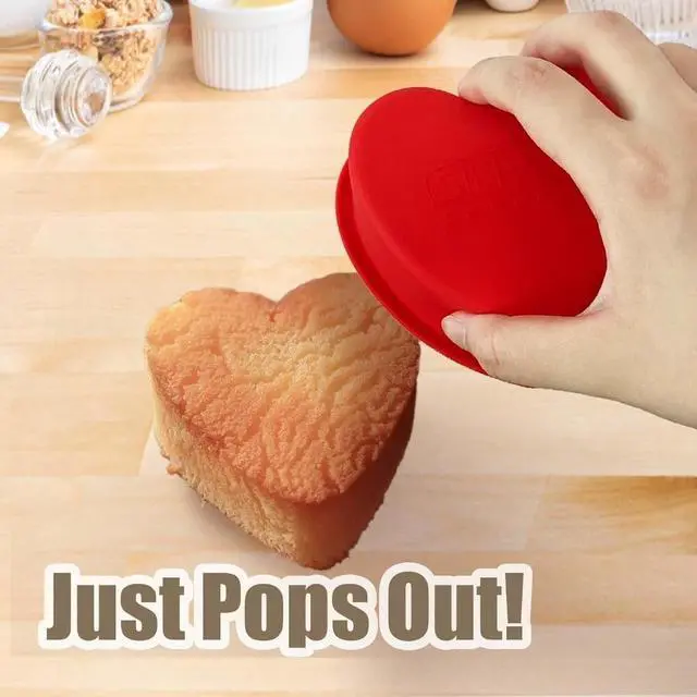 Alt view image 2 of 4 - 4 inch Heart Cake Pans, 6 Pack Nonstick Mini Heart Shaped Cake Pans | Heart