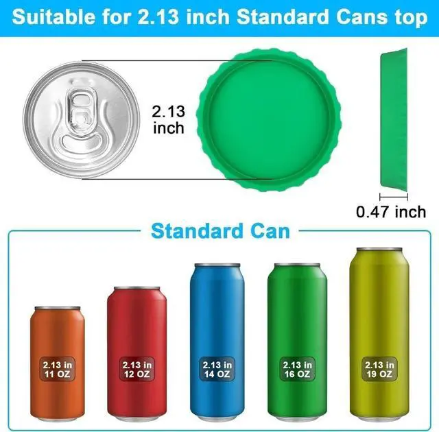 Alt view image 2 of 4 - 6 Pack Silicone Soda Can Cover Lids, Reusable Soda Can Lids Beer Can Covers