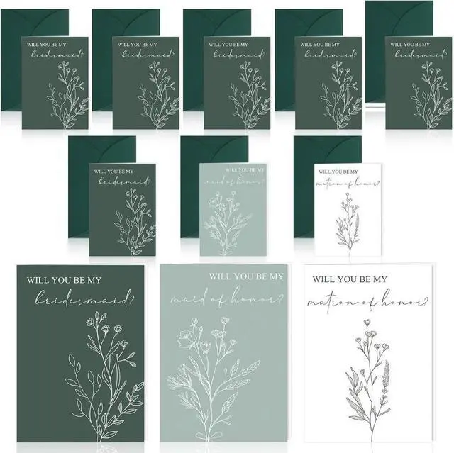 Main image of 16 Pcs Bridesmaid Proposal Cards with Envelopes 6 Will You Be My Bridesmaid 1