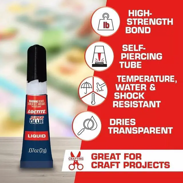 Alt view image 4 of 4 - Super Glue Liquid, Clear, 0.07 fl oz Tube, 2 Pack - Superglue for Plastic,