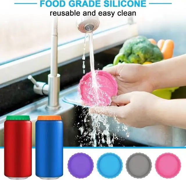 Alt view image 4 of 4 - 6 Pack Silicone Soda Can Cover Lids, Reusable Soda Can Lids Beer Can Covers