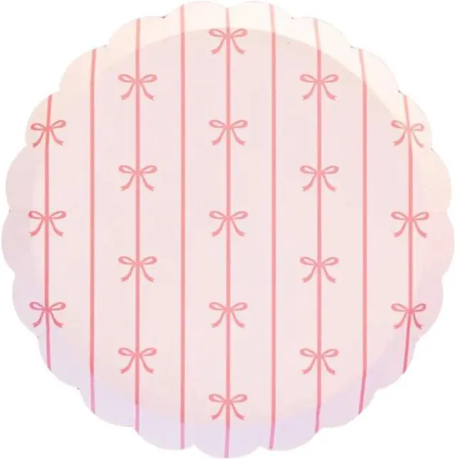 Main image of Bonjour Fête Petal Pink Bow Small Plates, Pack of 8, 8.25" | Dessert Plates