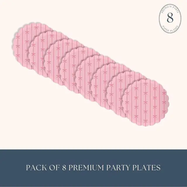 Alt view image 2 of 4 - Bonjour Fête Petal Pink Bow Small Plates, Pack of 8, 8.25" | Dessert Plates