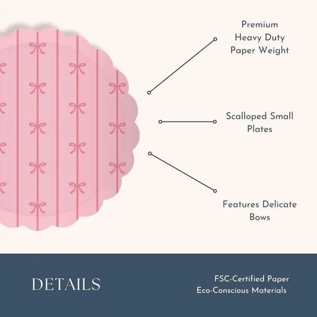Alt view image 4 of 4 - Bonjour Fête Petal Pink Bow Small Plates, Pack of 8, 8.25" | Dessert Plates