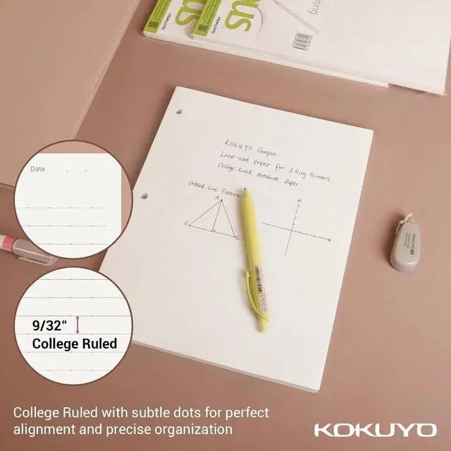 Alt view image 4 of 4 - 3 Hole Loose Leaf Paper 8-1/4"x11 College Ruled, 100 Sheets, 1 Pack | Filler