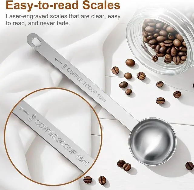 Alt view image 3 of 4 - 2PCS Coffee Scoop Spoons, 15ML (1 Tablespoon) Stainless Steel Measuring Spoons