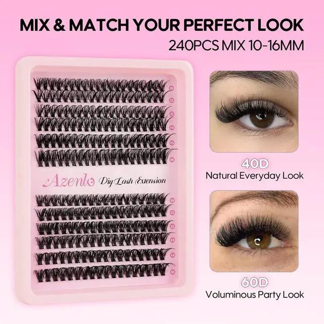 Alt view image 3 of 4 - Lash Extensions 40D+60D Cluster 240pcs DIY Wispy Lash Clusters 10-16mm Eyelash