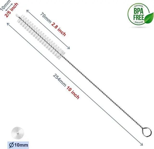 Alt view image 2 of 4 - Long Straw Cleaner Brush Extend 10 inch, Wide 10mm diam Pipe Cleaners, Long