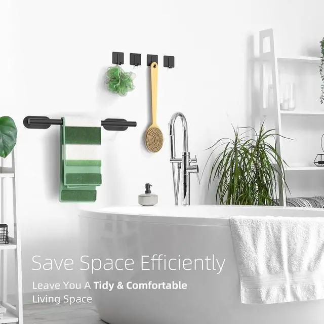 Alt view image 3 of 4 - 5 Pack Towel Holder, Towel Racks for Bathroom Self Adhesive, 16" Towel Bar with