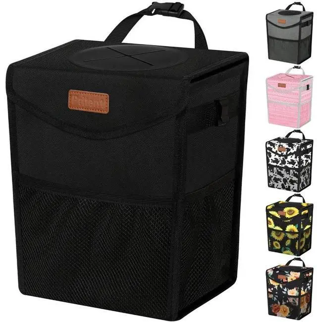 Main image of Car Trash Can with Lid Leakproof Car Garbage Bag Vehicle Trash Bin | Hanging