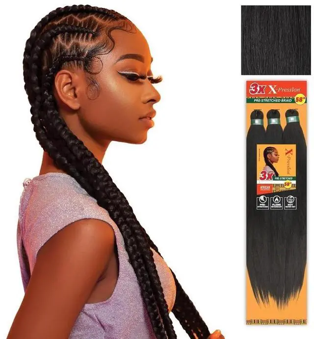 Main image of X-Pression Prestretched Braids-3X 58in,1pk 1B OFFBLACK | Braiding