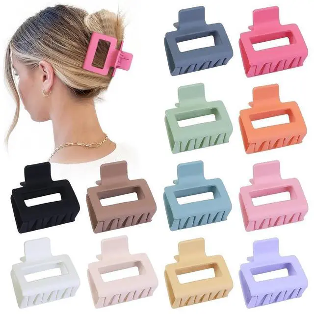 Main image of 2 Inch Medium Hair Claw Clips 12 Pcs Square Hair Clips for Thin Hair Matte