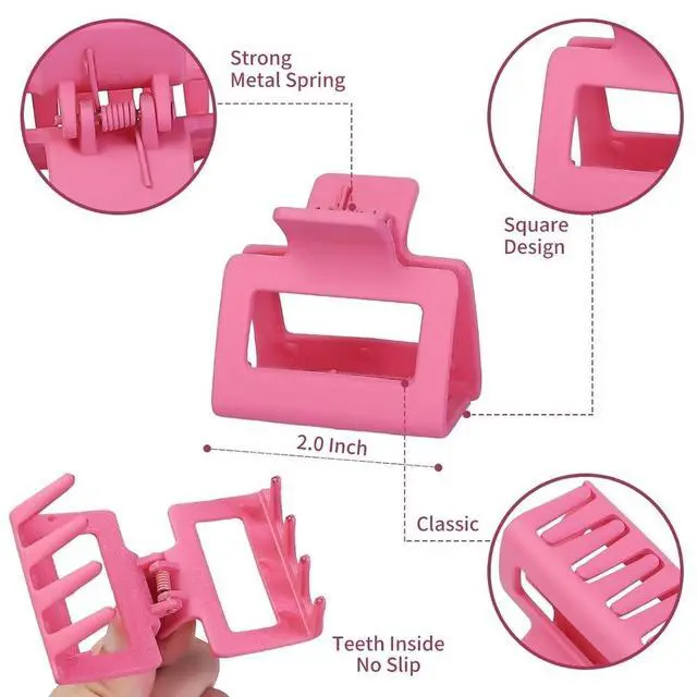 Alt view image 3 of 4 - 2 Inch Medium Hair Claw Clips 12 Pcs Square Hair Clips for Thin Hair Matte