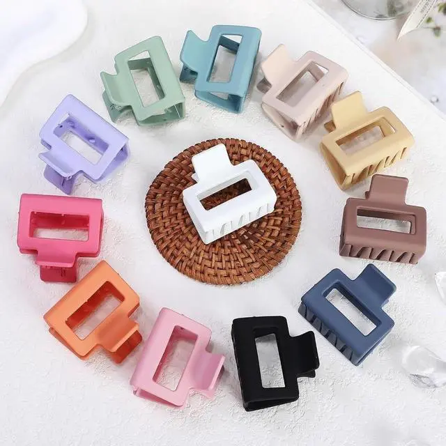 Alt view image 4 of 4 - 2 Inch Medium Hair Claw Clips 12 Pcs Square Hair Clips for Thin Hair Matte