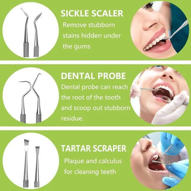 Alt view image 3 of 4 - Dental Tools, Professional Teeth Cleaning Oral Care Hygiene Kit, Stainless Steel