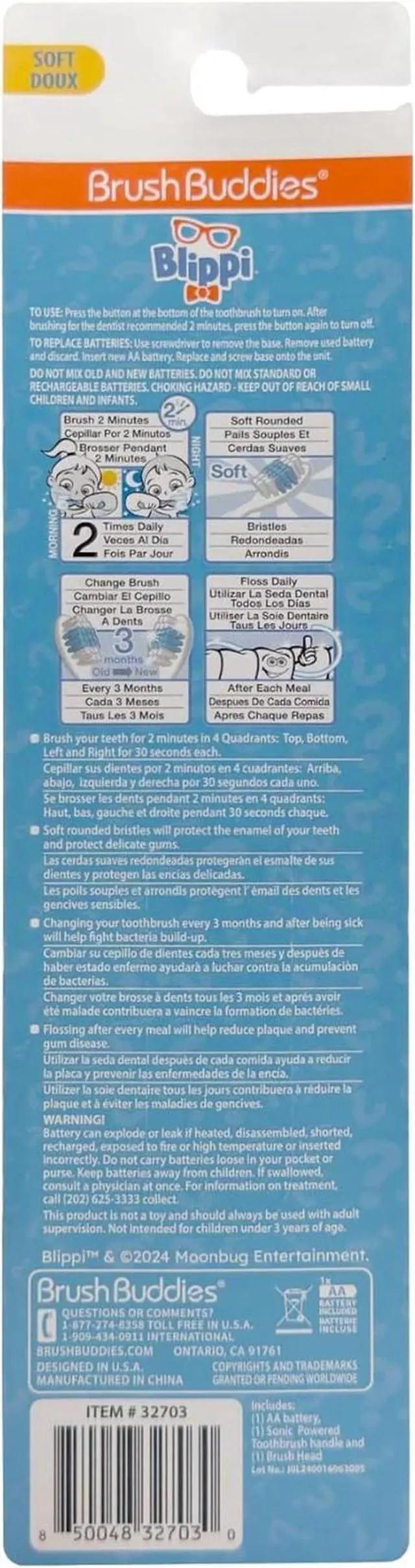 Alt view image 4 of 4 - Electric Toothbrush for Kids, Battery Powered Sonic Toothbrush, Soft