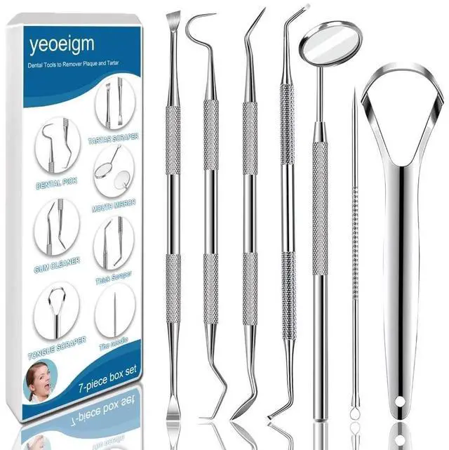 Main image of 7pcs Dental Tools, Dental Pick Teeth Cleaning Tools Hygiene Kit | Professional