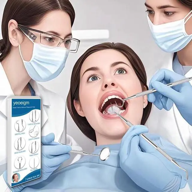 Alt view image 4 of 4 - 7pcs Dental Tools, Dental Pick Teeth Cleaning Tools Hygiene Kit | Professional