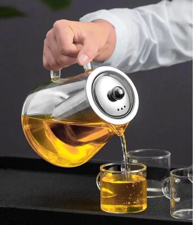 Alt view image 3 of 4 - Mini Size Glass Teapot Tea Kettle-with Stainless Steel Removable Infuser for