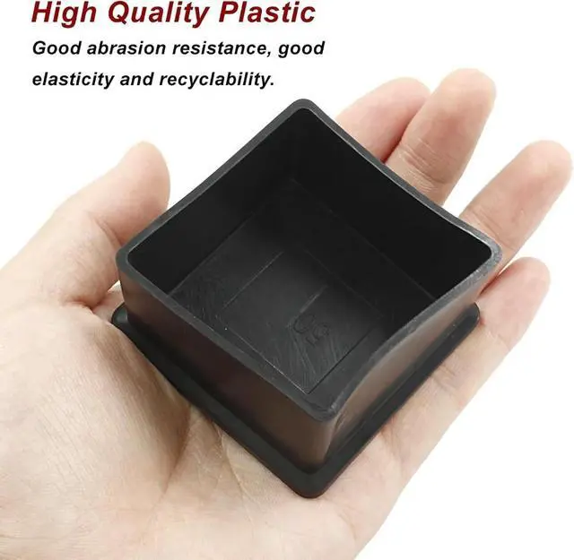 Alt view image 3 of 4 - Chair Leg Caps 2 Inch*2 Inch Square 4 Pcs Black | Furniture Floor Protectors,