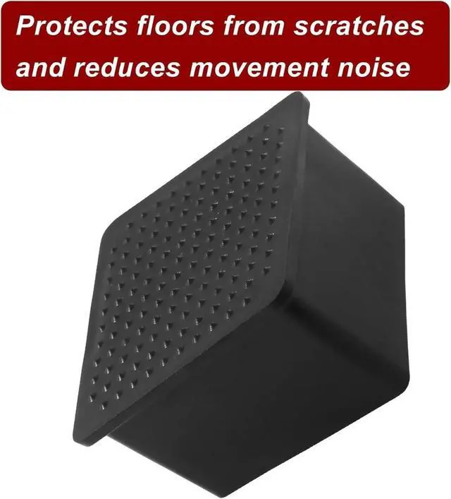 Alt view image 4 of 4 - Chair Leg Caps 2 Inch*2 Inch Square 4 Pcs Black | Furniture Floor Protectors,