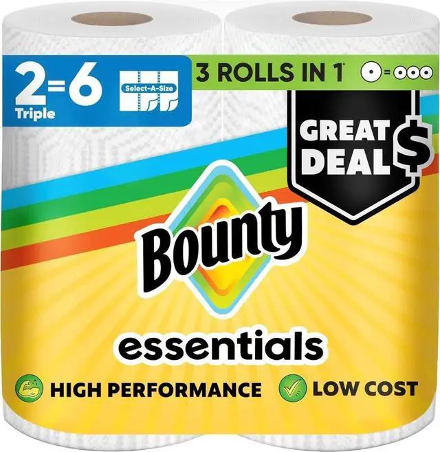 Main image of Essentials Select-A-Size Paper Towels, White, 2 Triple Rolls = 6 Regular Rolls