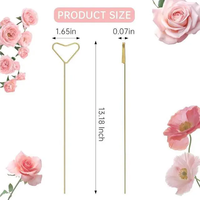 Alt view image 2 of 4 - 40 Packs Floral Card Holder Picks - Metal Gift Card Holder Sticks for Bouquets,