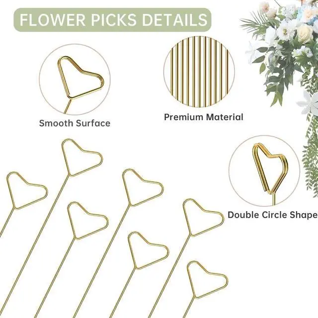 Alt view image 3 of 4 - 40 Packs Floral Card Holder Picks - Metal Gift Card Holder Sticks for Bouquets,