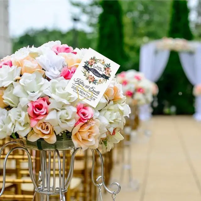 Alt view image 4 of 4 - 40 Packs Floral Card Holder Picks - Metal Gift Card Holder Sticks for Bouquets,