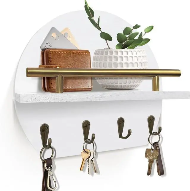 Main image of Key Holder Wall Mount Mail Organizer,4 Hook Semicircle Key Rack | Rustic Key