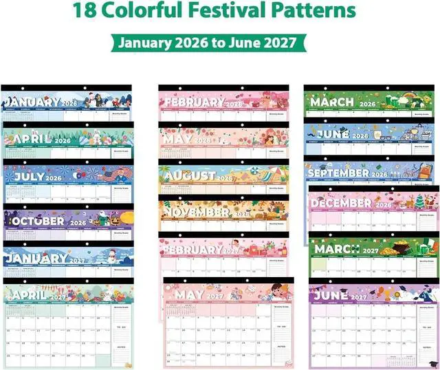 Alt view image 2 of 4 - Desk Calendar 2026, 18 Months Calendar Runs from January 2026 to June 2027 -