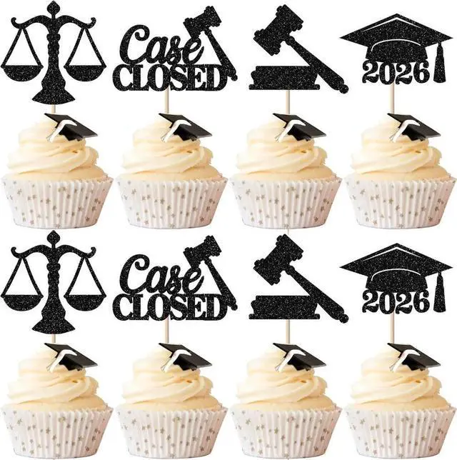 Main image of 24 Pack Lawyer 2024 Graduation Cupcake Toppers Glitter Class of 2024 Grad