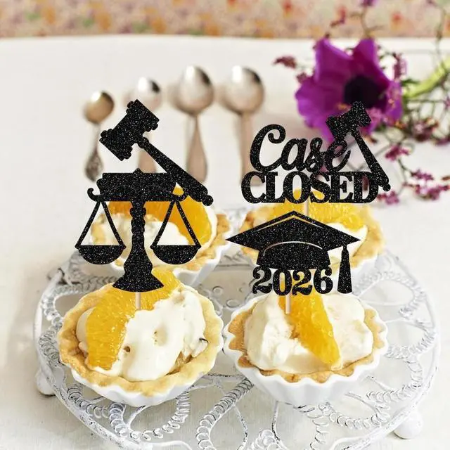 Alt view image 3 of 4 - 24 Pack Lawyer 2024 Graduation Cupcake Toppers Glitter Class of 2024 Grad