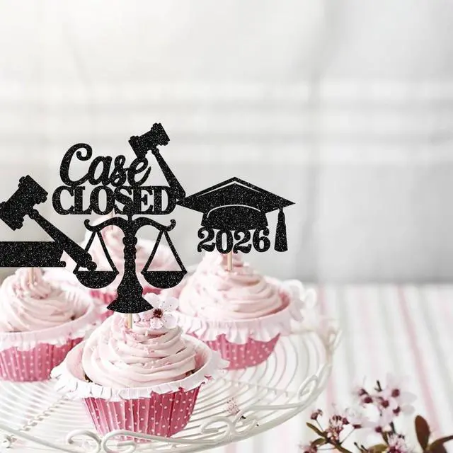 Alt view image 4 of 4 - 24 Pack Lawyer 2024 Graduation Cupcake Toppers Glitter Class of 2024 Grad