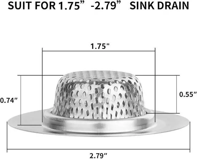 Alt view image 2 of 4 - 2PCS 2.79" Stainless Steel Bathtub Drain Strainer Hair Catcher | Fine Mesh