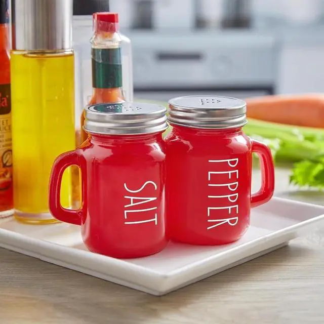 Alt view image 2 of 4 - Red Salt and Pepper Shakers Set, 4 oz Cute Modern Glass Christmas Red Shaker
