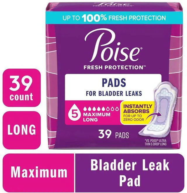 Main image of Women's Incontinence Pads Maximum Absorbency 5 Drops Long Length 39 Count