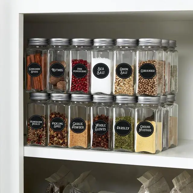 Alt view image 3 of 4 - 24 Piece 4 oz Empty Glass Jars with Lids, Spice Jars Organizer Set with Funnel &