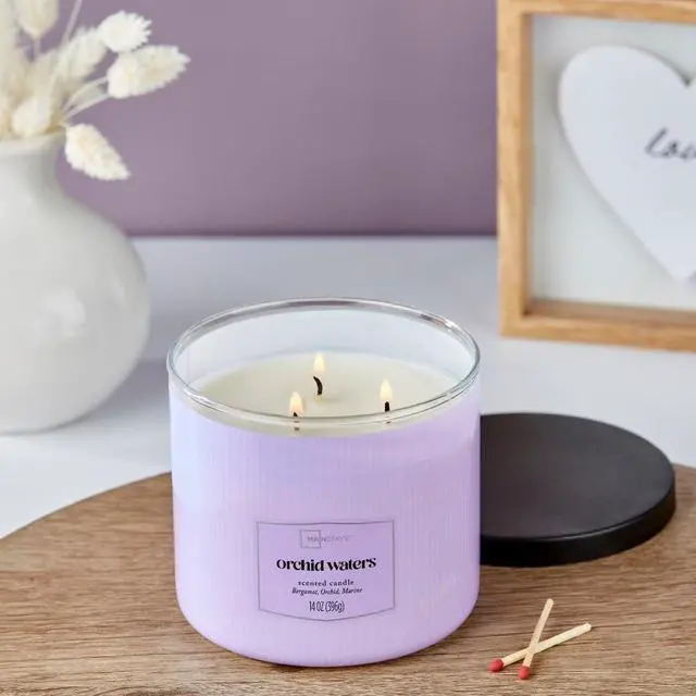 Alt view image 3 of 4 - 3-Wick Scented Candle Orchid Waters Fragrance Large 14 oz 3-Pack