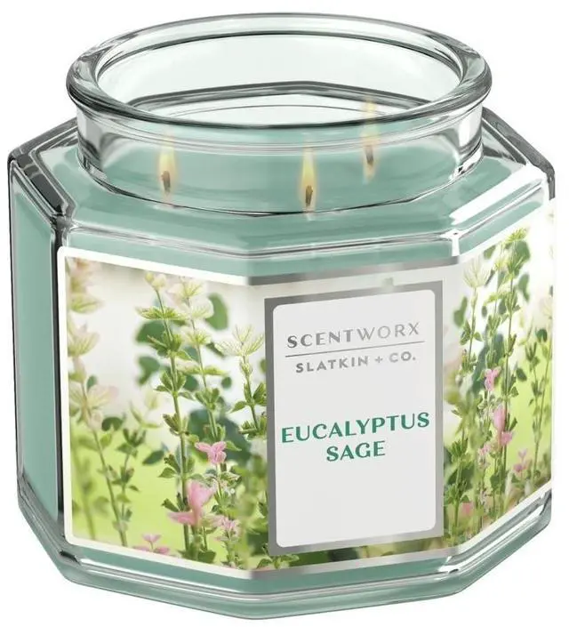 Main image of Large 3-Wick Jar Candle with Eucalyptus Sage Scent 14.5 oz Home Fragrance
