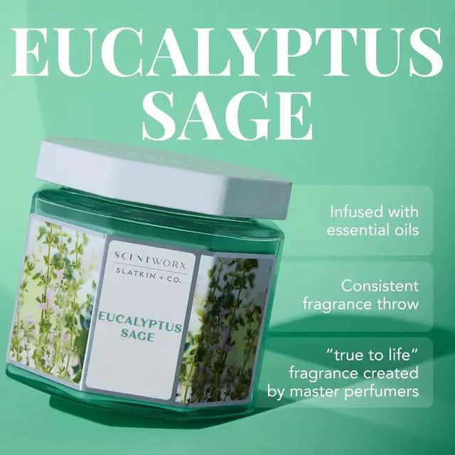 Alt view image 2 of 4 - Large 3-Wick Jar Candle with Eucalyptus Sage Scent 14.5 oz Home Fragrance
