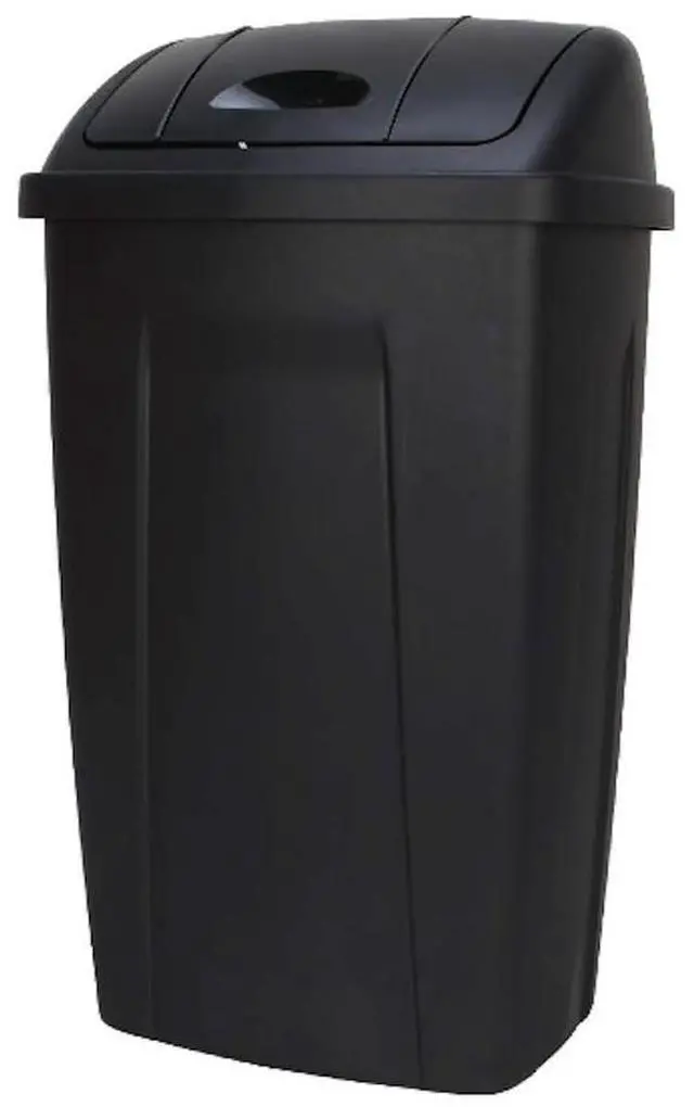 Main image of 13 Gallon Kitchen Trash Can with Swing Lid, Black Plastic Garbage Bin